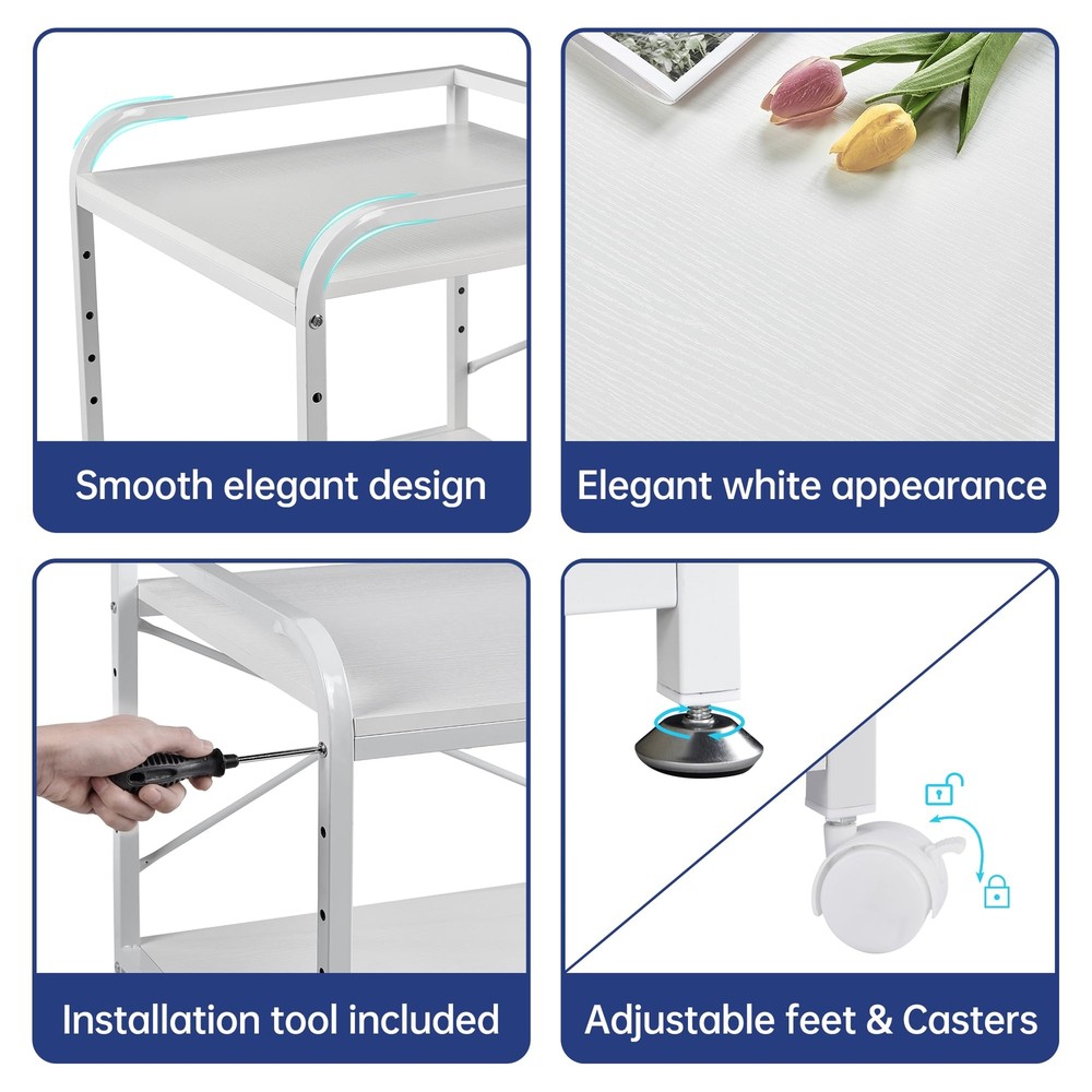20 Inches Deep Large Printer Stand 2 Tier Under Desk Table with Height
