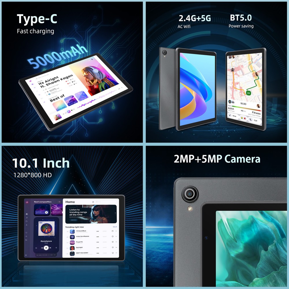 AEEZO 10.1'' Tablet Octa-Core Android13 Tablet 6+64GB Dual Camera Bluetooth WIFI