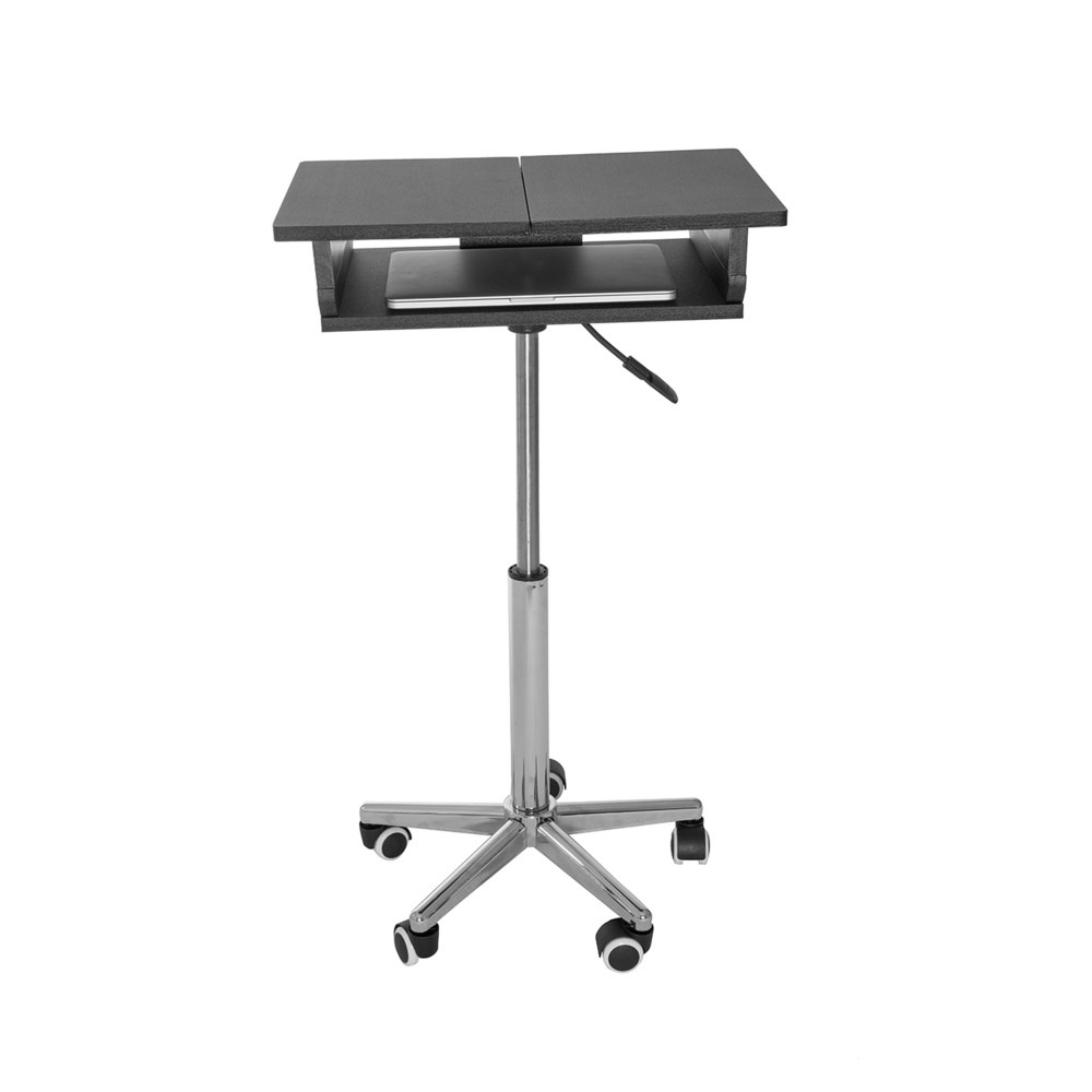 Space-Saving Folding Workstation - Adjustable Laptop Desk, Graphite Steel Frame