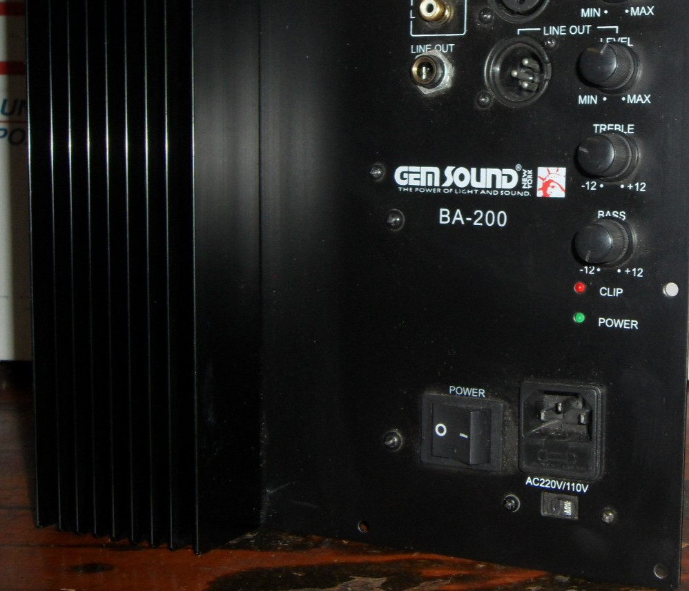 Gem Sound BA-200 DJ Professional Powered Speaker 200W Amplifier & Control Panel