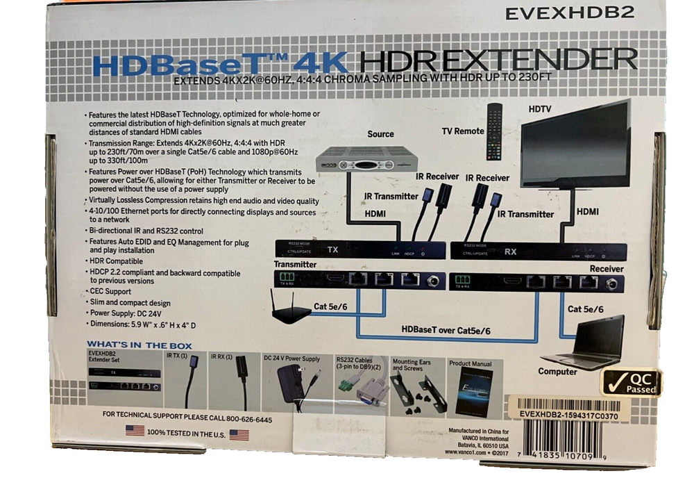 Evolution EVEXHDB2 Vanco HDBase T Extender 230FT
