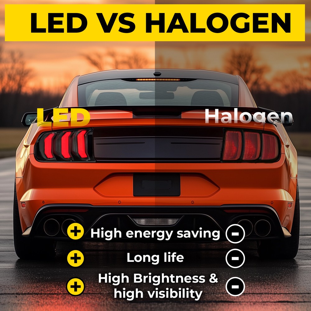 For Ford Mustang 2015-2023 Clear LED Sequential Tube Tail Lights Brake Lamp