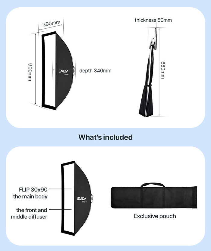 SMDV FLIP NEMO 30x90 Quick Soft Detachable Rectangular Diffuser Speed-Box+Pouch