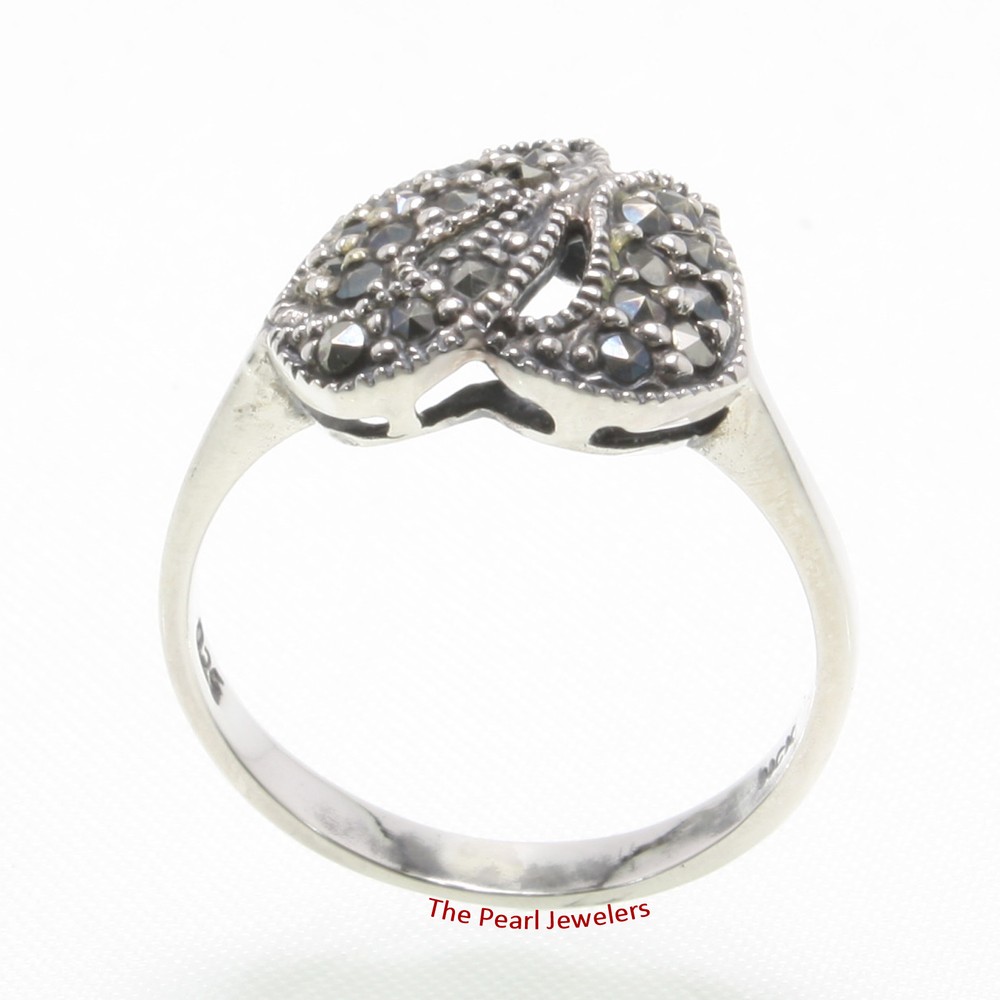 Sterling Silver Double Flame Marcasite Ring