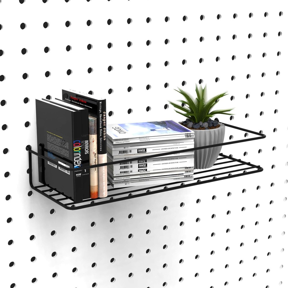 Pegboard Shelves Peg Board Hooks Organizer Tool Storage Rack Black 4 Pack