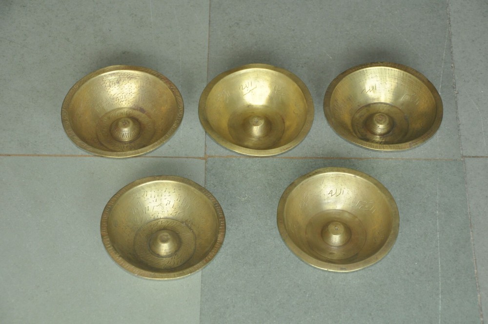 5 Pc Vintage Brass Solid Fine Quality Handcrafted Round Bowls