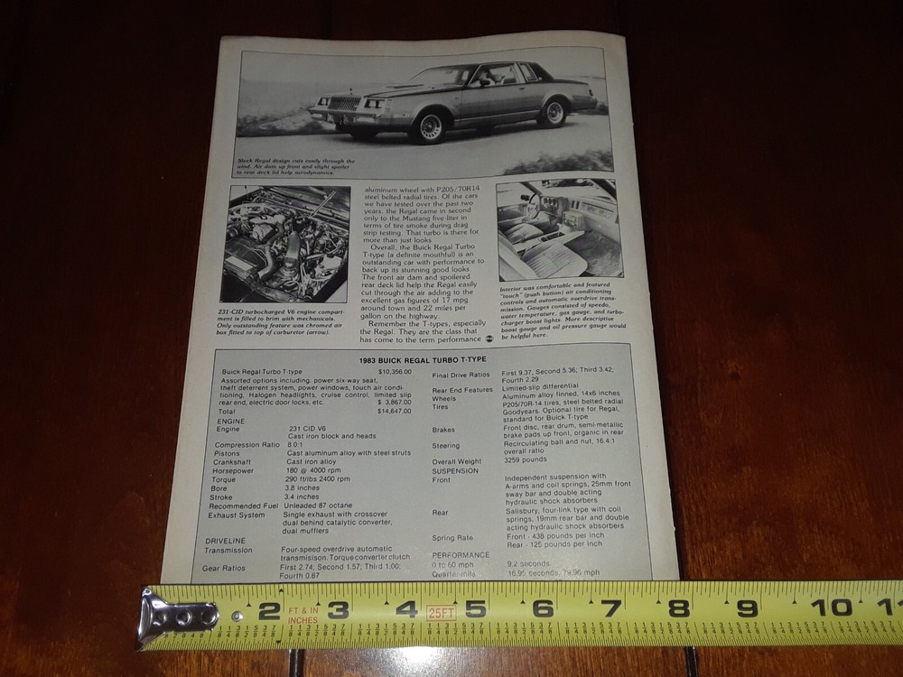 1983 BUICK TURBO T TYPE REGAL ORIGINAL ARTICLE