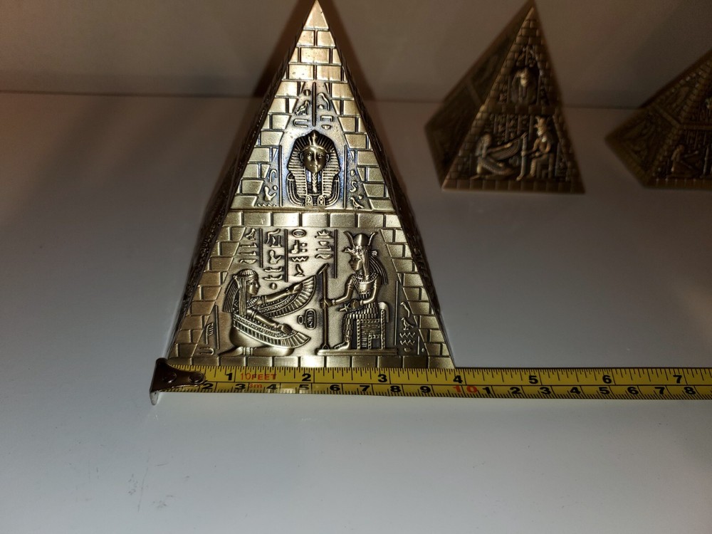 Metal Egyptian Pyramids Sculptures Set (3 Pcs)