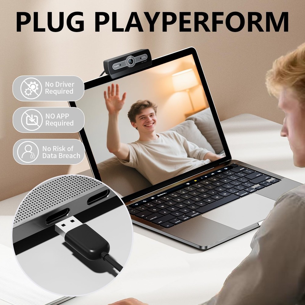 1080p Webcam with Microphone, USB for PC Laptop Desktop Computer, Streaming C...