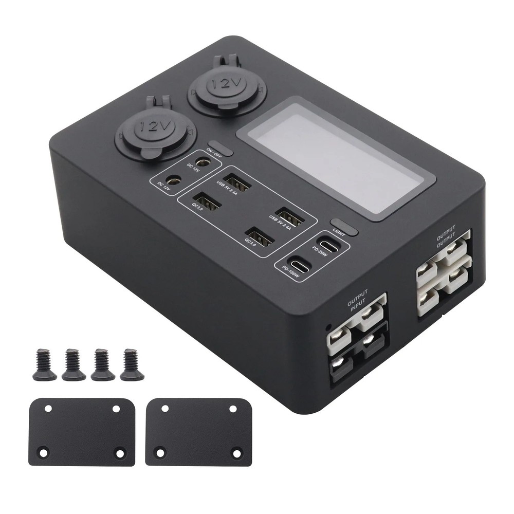 12V Mini Car Power Socket Control Distribution Box USB C PD 100W Fast Charging