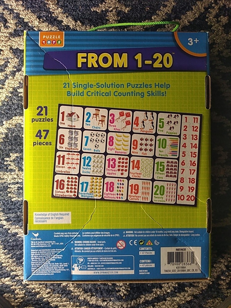 Puzzle Tots, From 1-20 Learning, 21 puzzles, 3+
