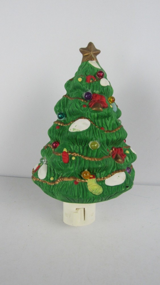Ceramic Christmas Tree Night Light Plug In 5" Tall