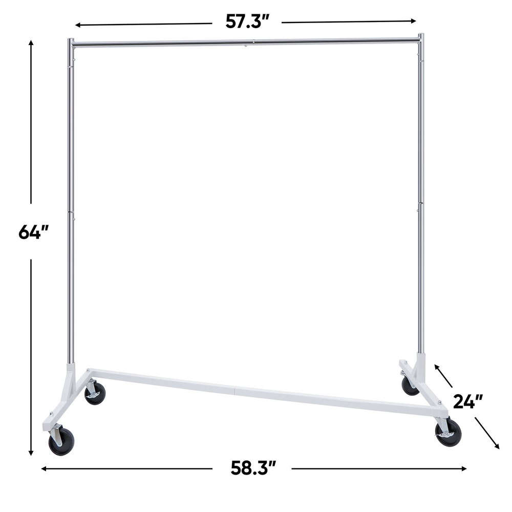 Z-Base Rolling Clothing Rack Movable Rack Clothes Organizer Saving Space