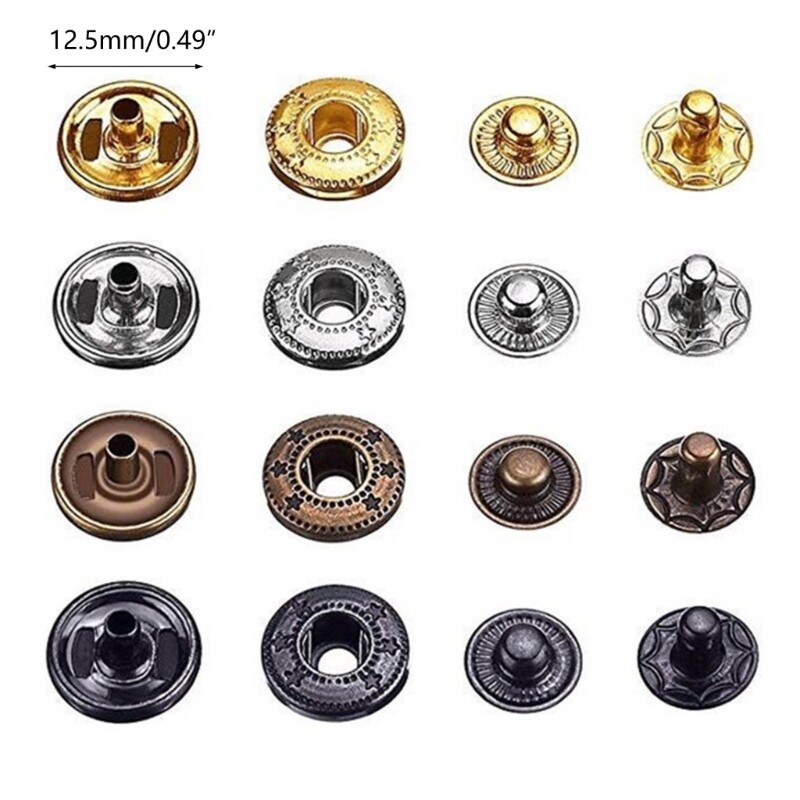 120 Sets 12.5mm Fasteners Metal Snaps Button and Install Tools Set