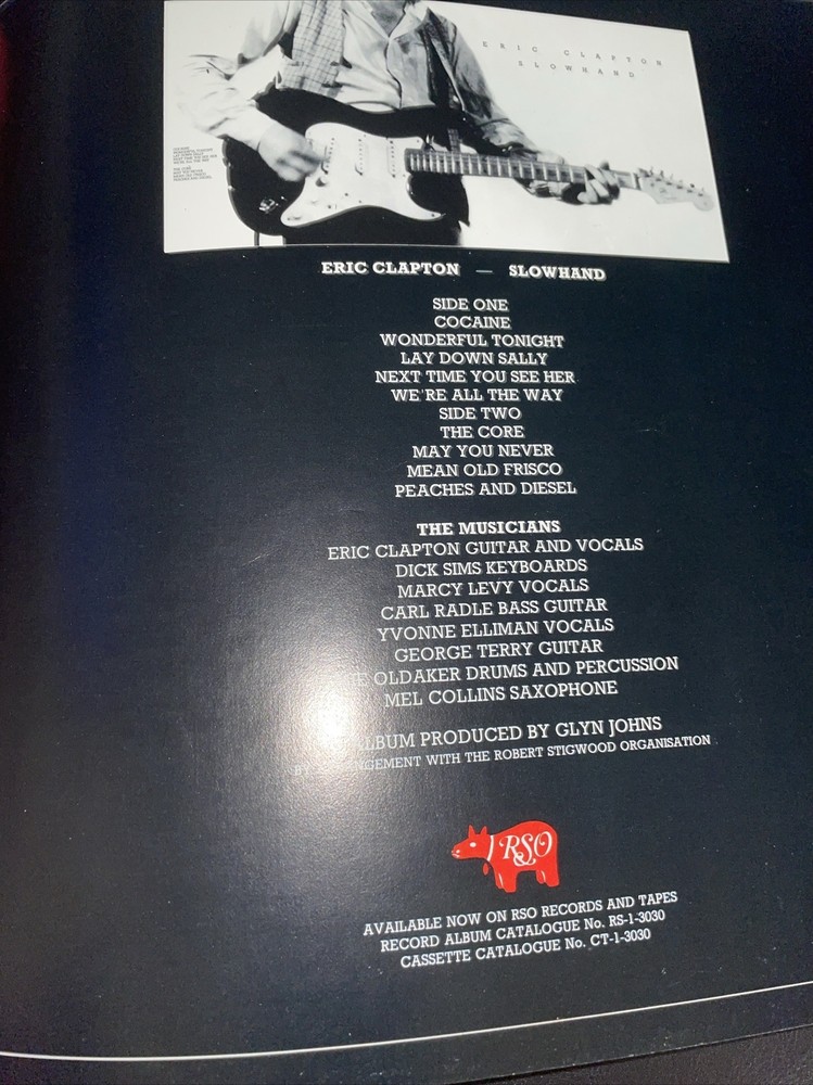 ERIC CLAPTON And His Band World tour 1978 Program