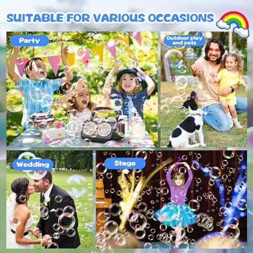 SHCKE Automatic Bubble Machine Upgrade Bubble Blower with 2 Fans, 20000+ Bubb...