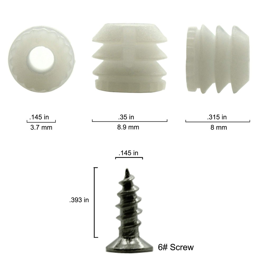 100 Pack Plastic Hinge Dowel Inserts Screws Included Cabinet Installation