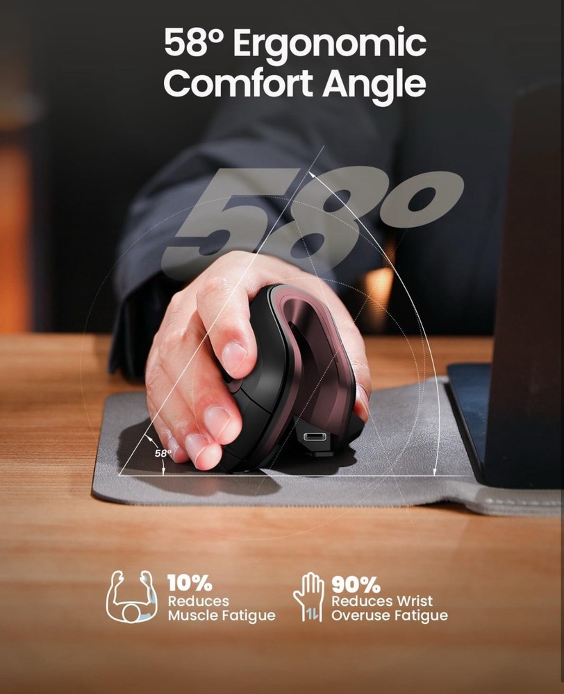 ProtoArc Ergonomic Vertical Mouse, EM11 NL Bluetooth Mouse Wireless