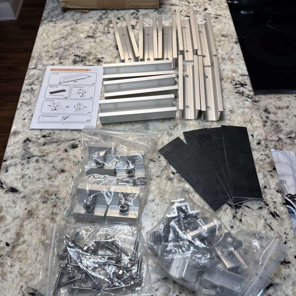 Solar Panel Mounting Fixing Kit Rail Brackets End/Mid Clamp Universal