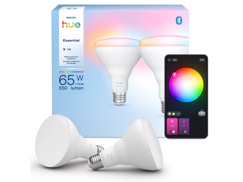 Philips Hue Essential BR30 - E26 Smart LED Bulb 2-Pack 650lm Color