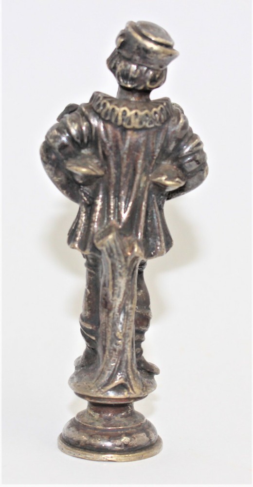 Antique Silverplated Bronze figural Stamp seal RF Monogram
