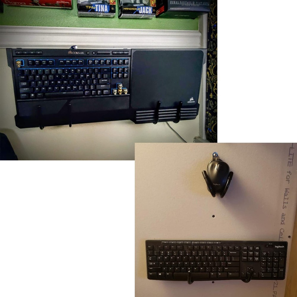 2 Pack Universal Keyboard and Mouse Wall Mount Storage Organizer, Keyboard & ...