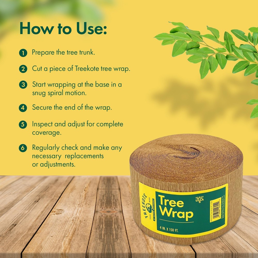 4" x150' Tree Wrap - Commercial Size Weather Resistant Tree Wrap - Tree Guard...