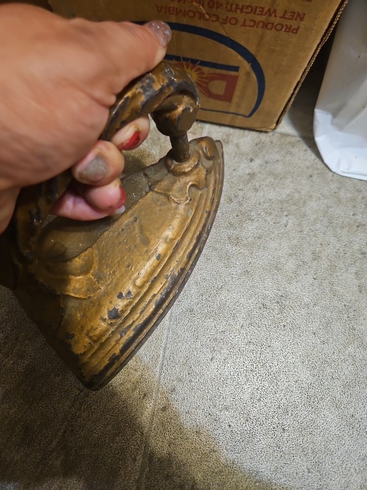 Gold Colored Antique Sad Iron Solid Cast Iron