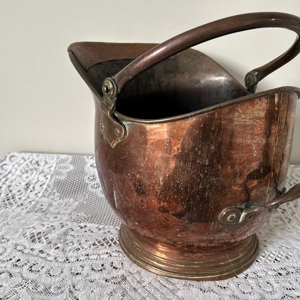 Victorian Copper Helmet Coal Scuttle