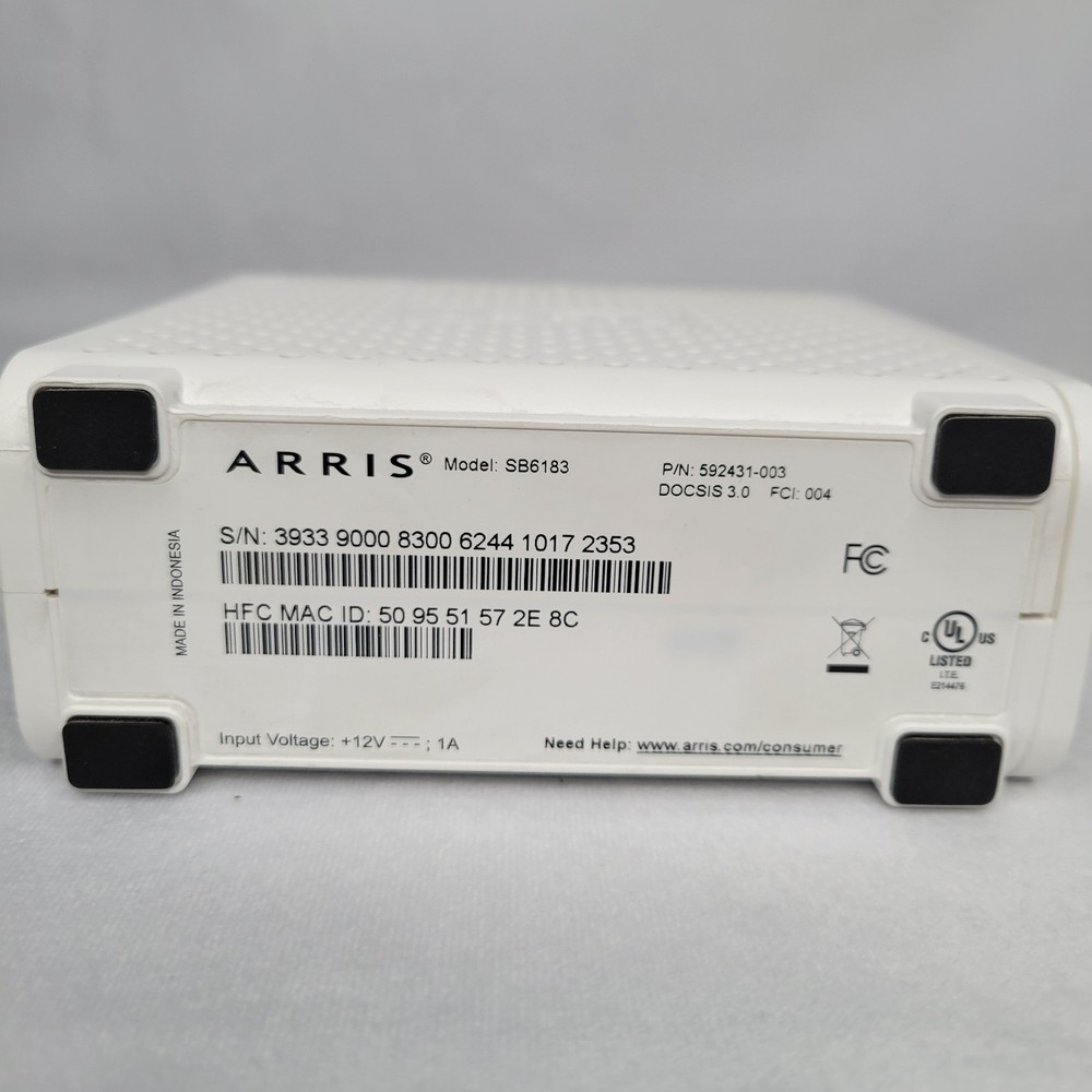 ARRIS Surfboard SB6183 DOCSIS 3.0 Cable Modem, White