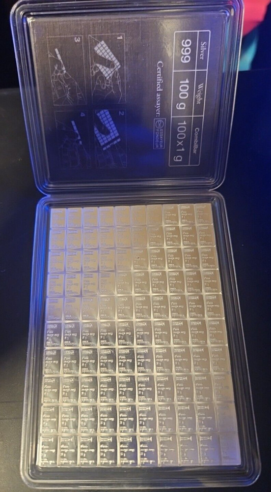 1 gram Silver Bar - Valcambi - Pure 99.9% Silver