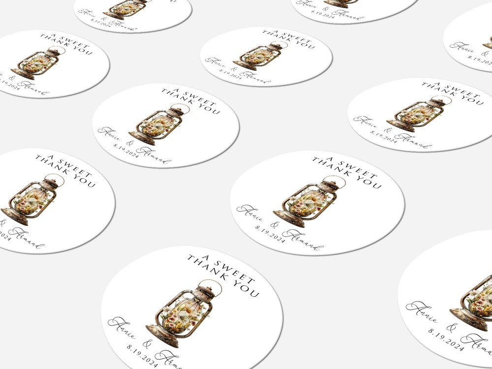 Personalised wedding round sticker labels, custom stickers
