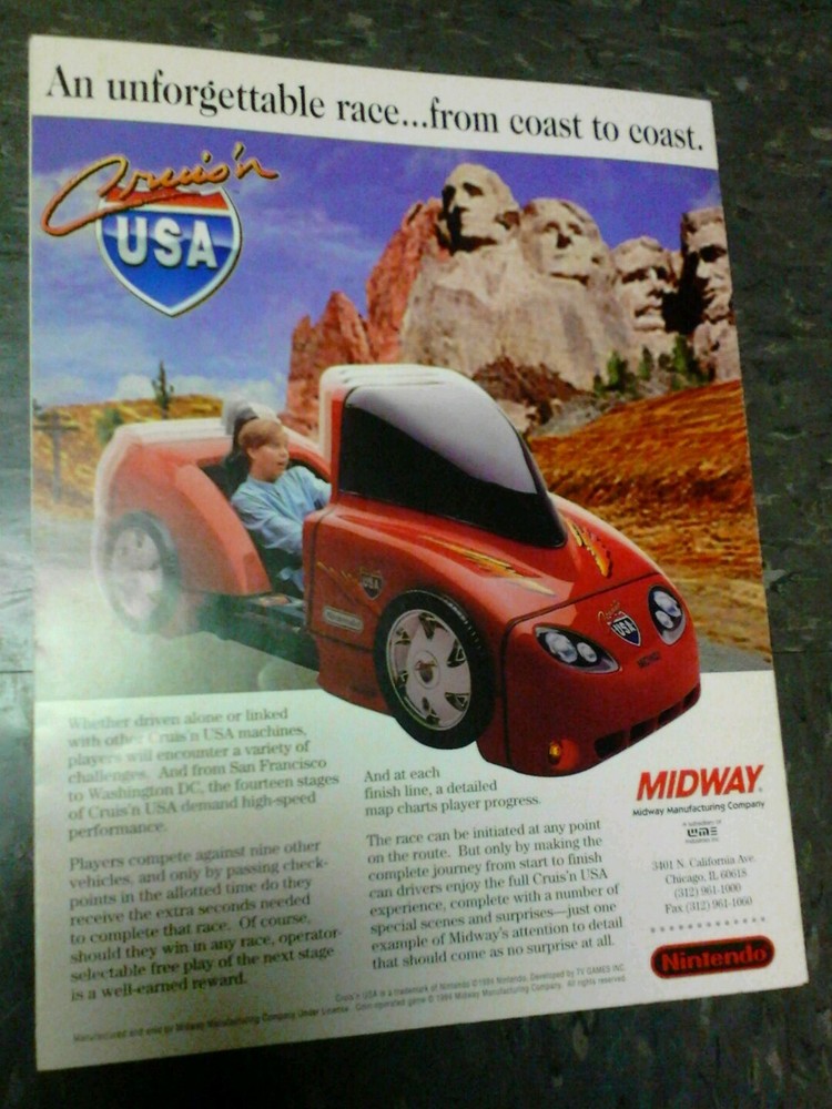 Midway CRUIS'N USA flyer- good original