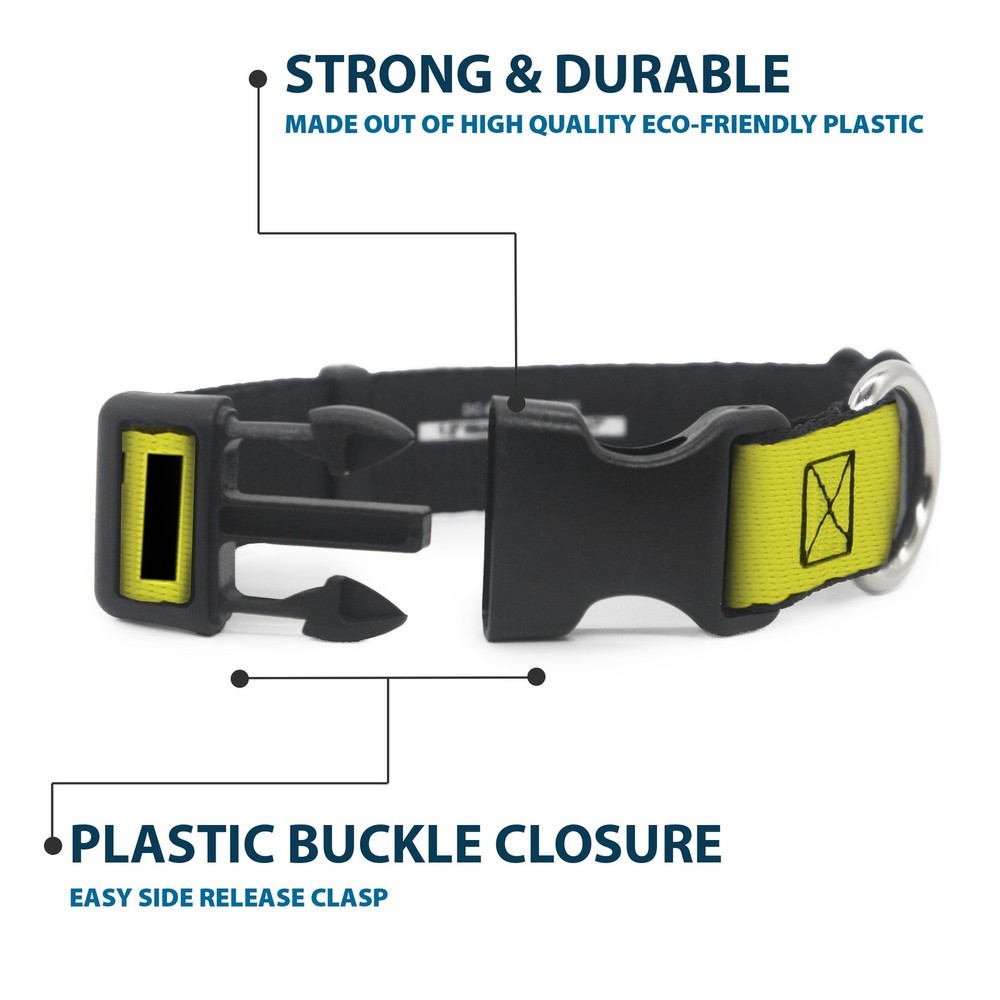 Plastic Clip Collar CAUTION Yellow/Black Medium 11-16.5"