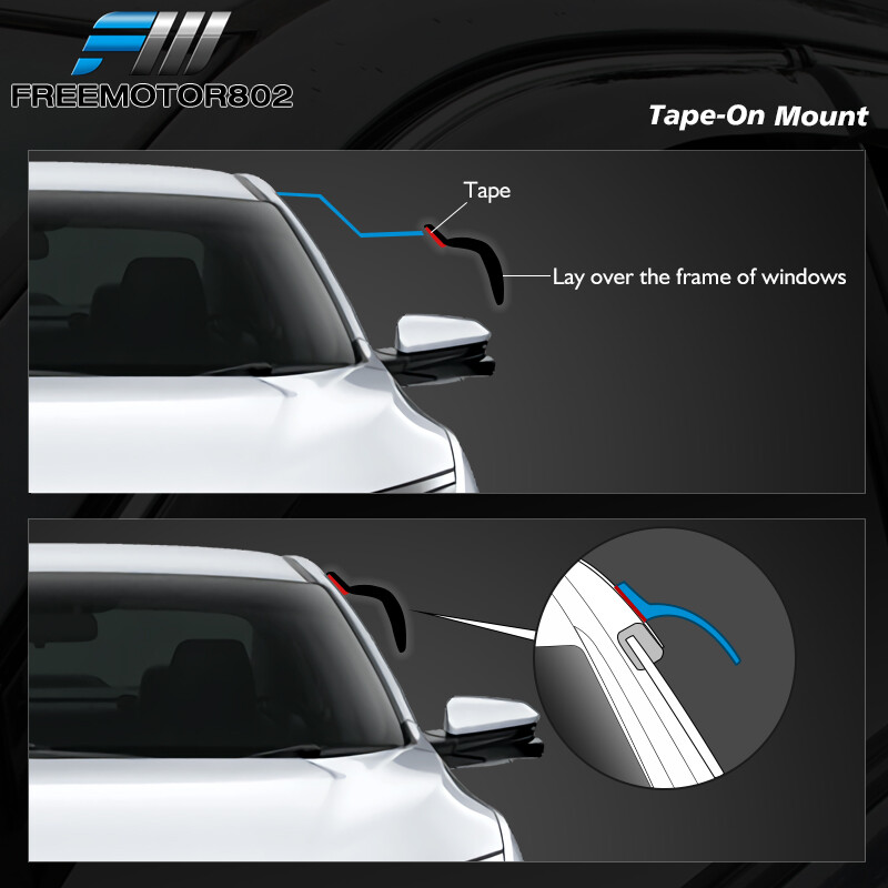 Fits 08-17 Mitsubishi Lancer & Evolution V2 Tape on Window Visors Acrylic 4 Pc