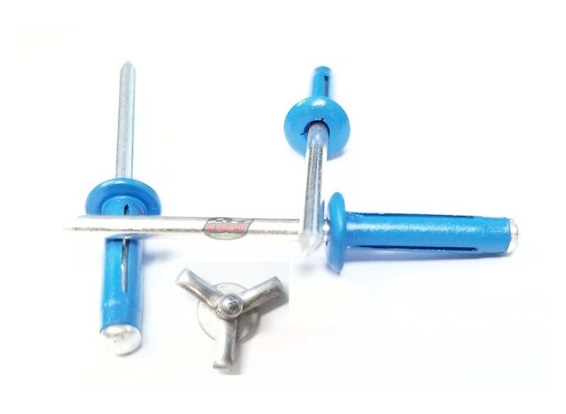 Pepsi-Blue 3/16" Small Head Tri-Fold Exploding Aluminum Mandrel Pop Rivets 50...
