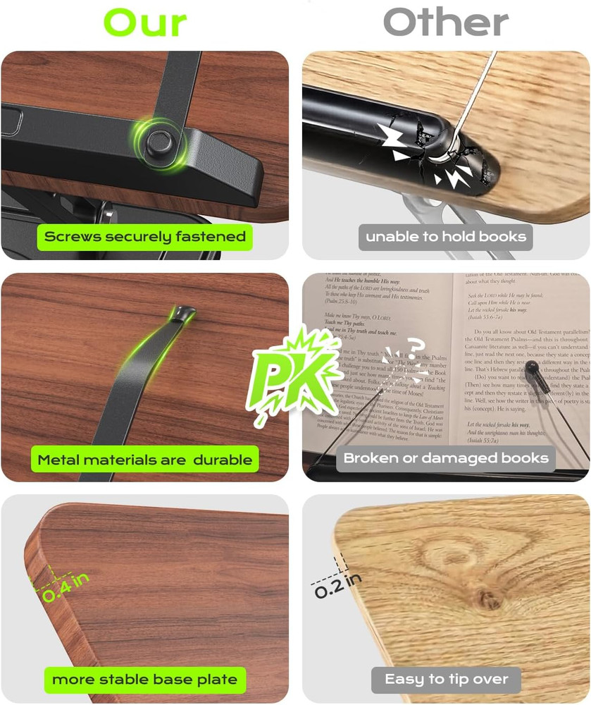 Adjustable Book Stand for Reading 360 Rotating Base Black for Tablets