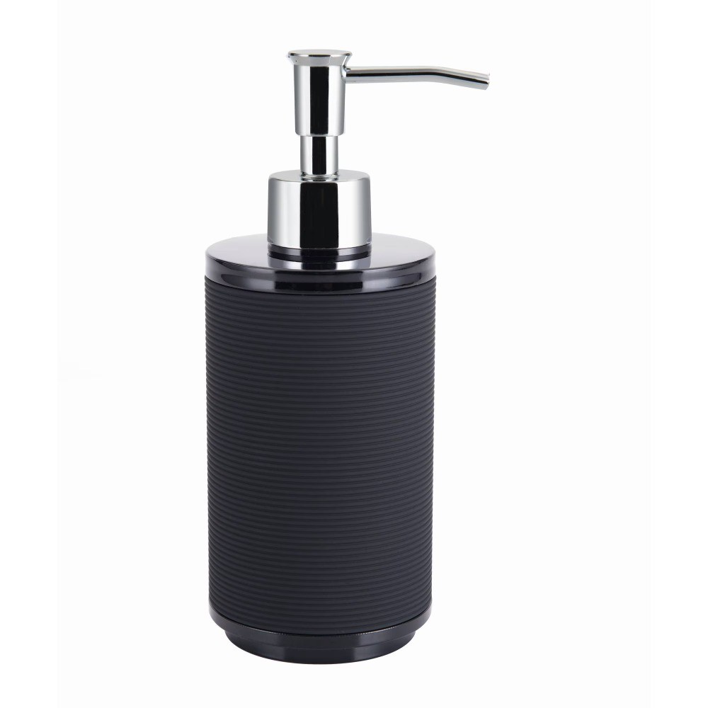 Soft Touch Black Lotion Pump with Textured Ribbed Grip Design