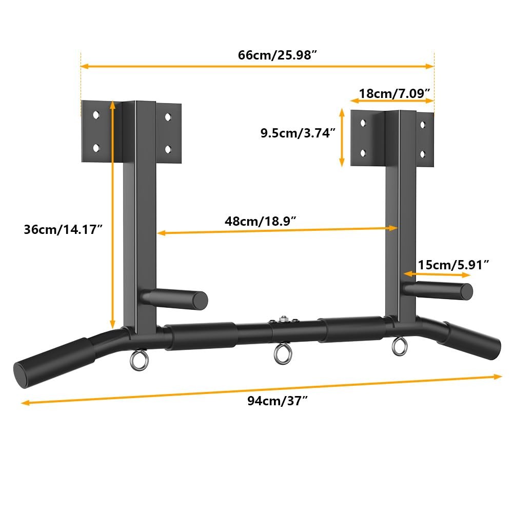 Wall Mount Pull Up Bar, Joist Mount Pull Up Bar, Beam and Rafter Mounted Chin...