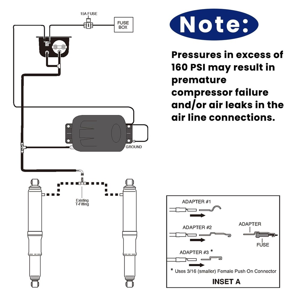 25804 On Board Air Compressor System Universal Air Spring Compressor Kit with...