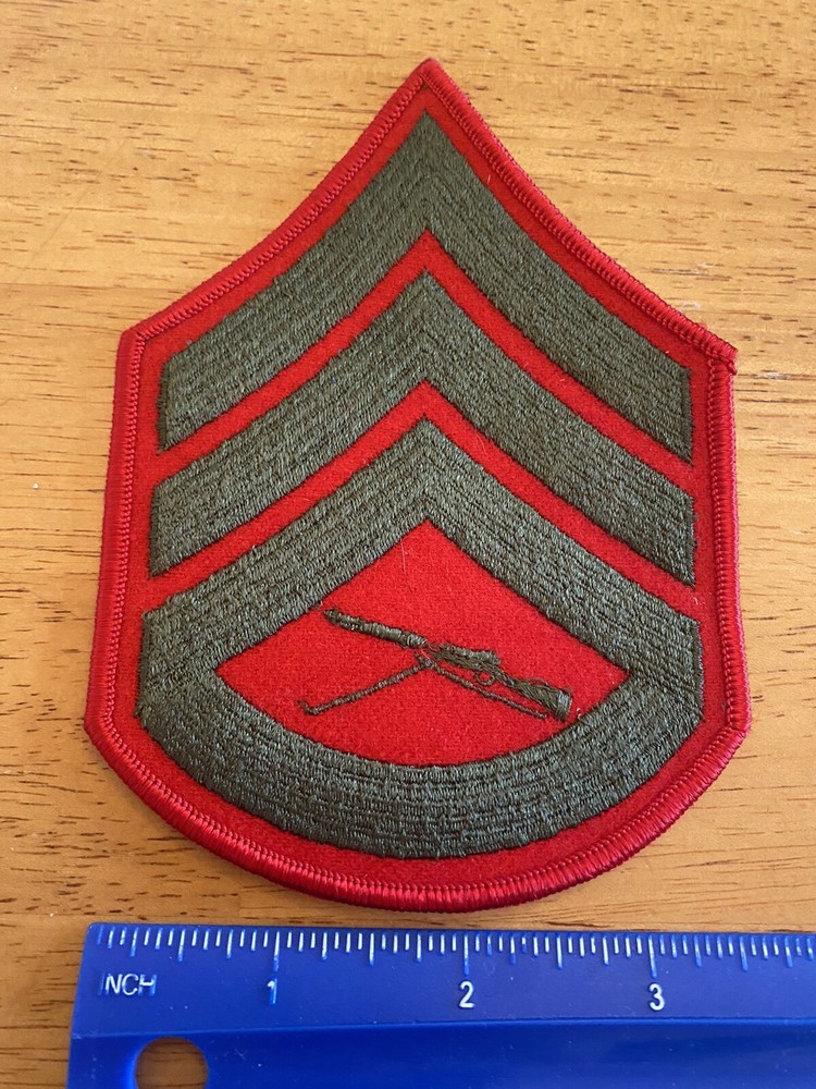 Staff Sergeant USMC Red Green Enlisted Rank Patch INV9507