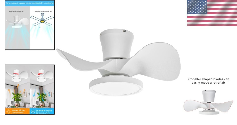 Quiet Remote Control Ceiling Fan 22 inch