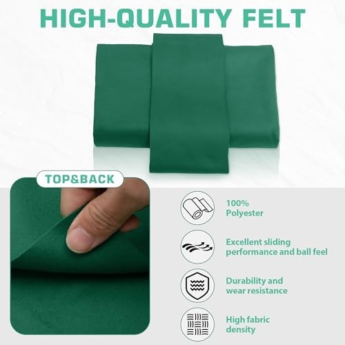 Billiard Pool Table Felt Cloth Replacement Kit with 6 Strips & Staple Remover
