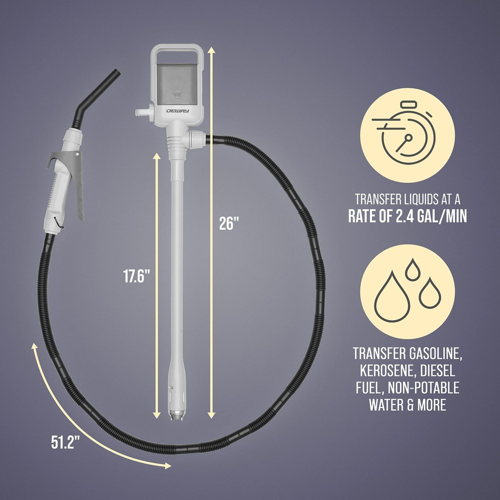 DEWAY Automatic Fuel Transfer Pump with Nozzle for Quick Flow Control & Stop