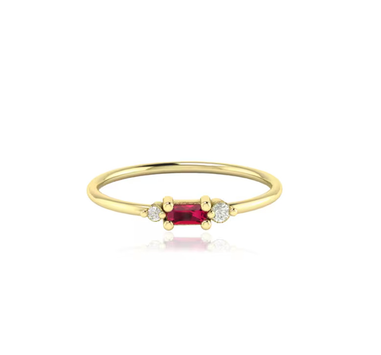 Natural Ruby Ring Minimalist Birthday Anniversary Gift for her 925 Silver
