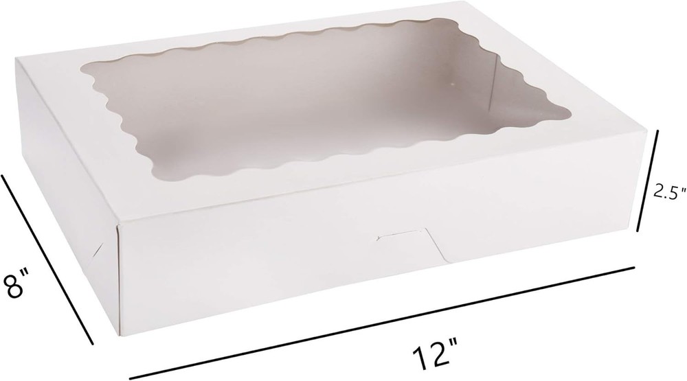 20-Pack Large White Bakery Boxes with Window for Elegant Treat Presentation