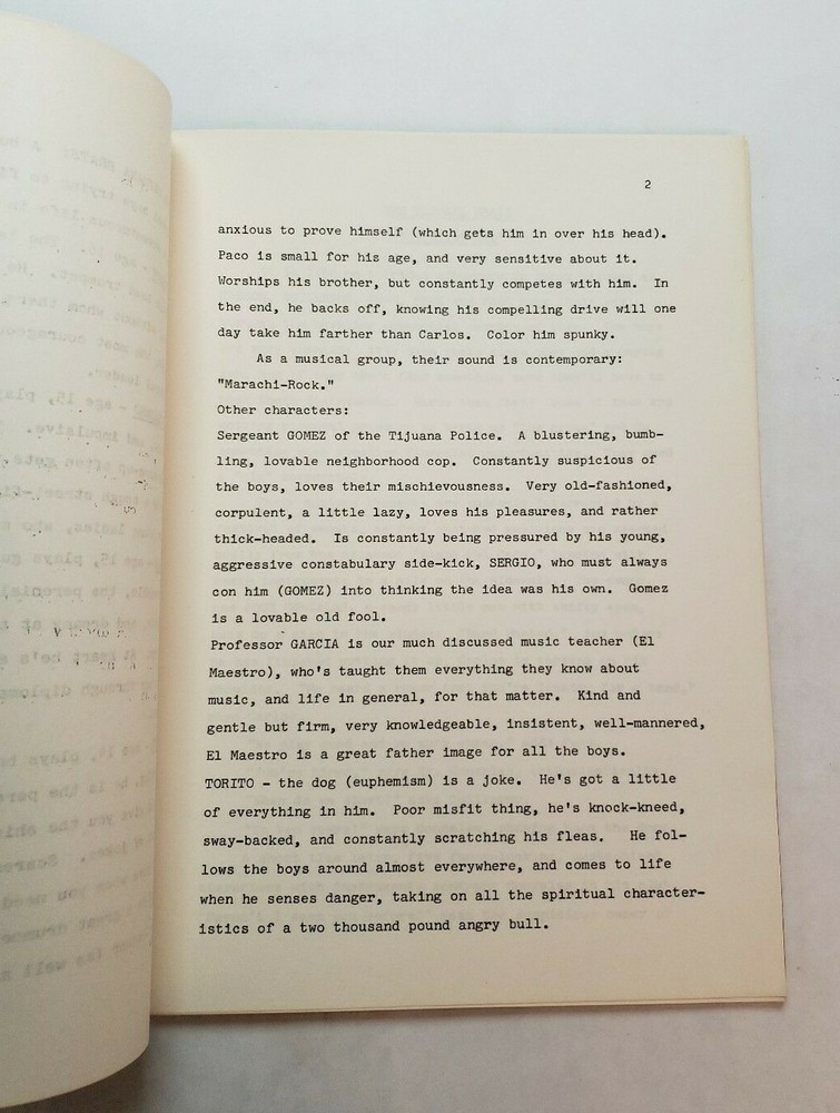 THE TIJUANA BRATS / Bernard Rothman 1970's Unproduced Treatment Script
