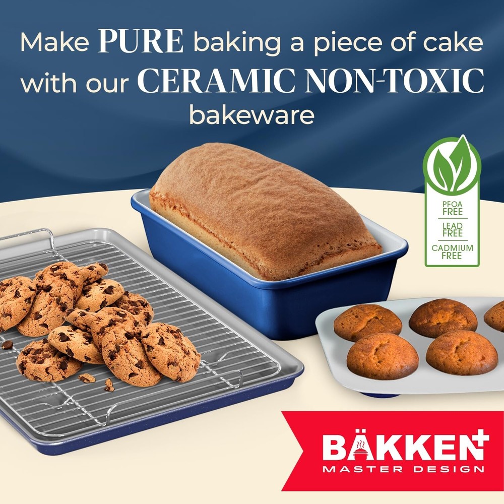 Bakken 8-Piece Stackable Bakeware Set – Ceramic Non-Stick, Oven-Safe Bakin
