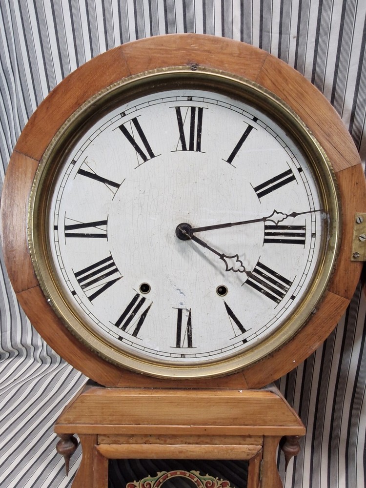 Antique Drop Dial Wood Wall Clock