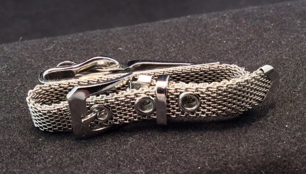 Swank Silvertone Mesh Belt Tie Clip
